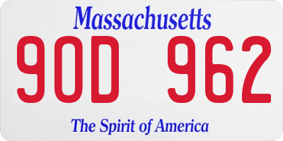 MA license plate 9OD962