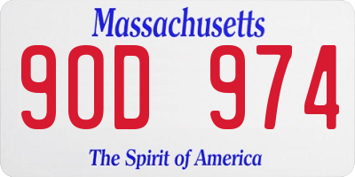 MA license plate 9OD974