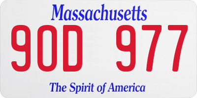 MA license plate 9OD977