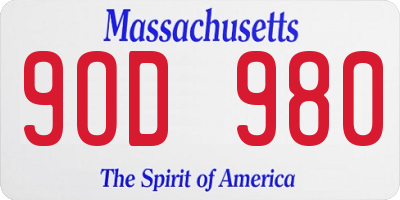MA license plate 9OD980