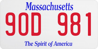 MA license plate 9OD981