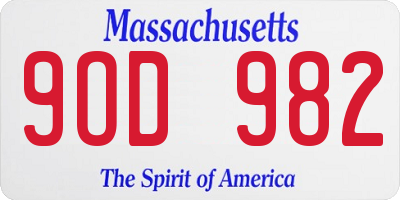 MA license plate 9OD982
