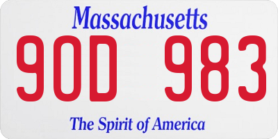 MA license plate 9OD983