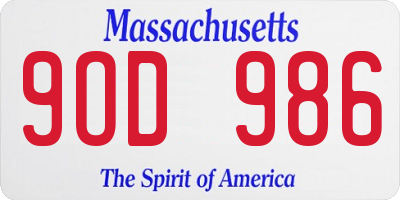 MA license plate 9OD986