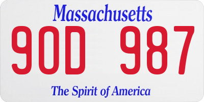 MA license plate 9OD987