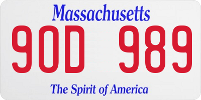 MA license plate 9OD989