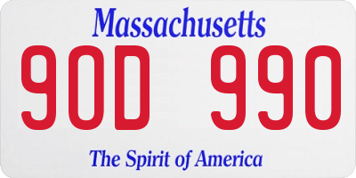 MA license plate 9OD990