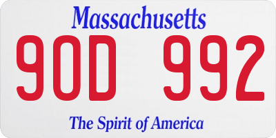 MA license plate 9OD992