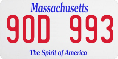MA license plate 9OD993