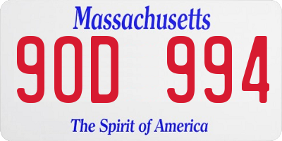 MA license plate 9OD994