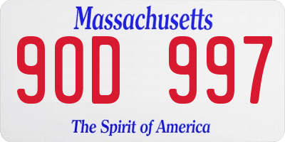 MA license plate 9OD997