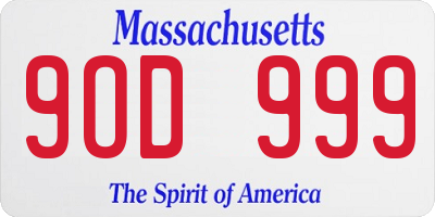 MA license plate 9OD999