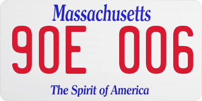 MA license plate 9OE006