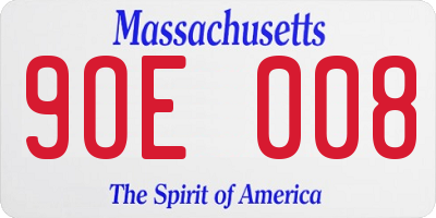 MA license plate 9OE008