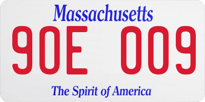 MA license plate 9OE009