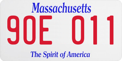 MA license plate 9OE011