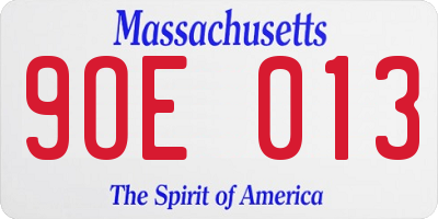 MA license plate 9OE013