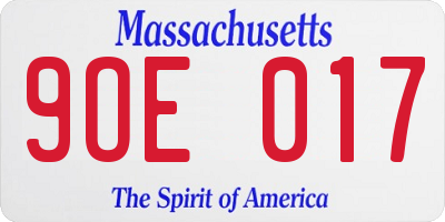 MA license plate 9OE017