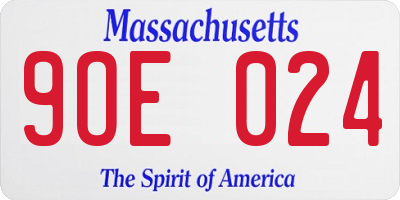 MA license plate 9OE024