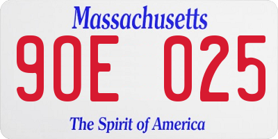 MA license plate 9OE025