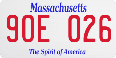 MA license plate 9OE026