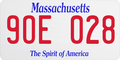 MA license plate 9OE028