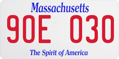 MA license plate 9OE030