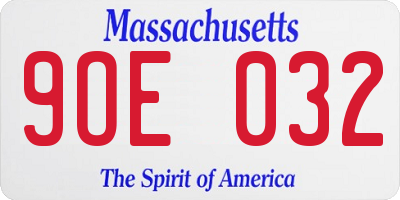 MA license plate 9OE032