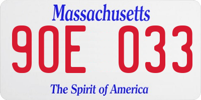 MA license plate 9OE033