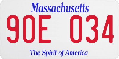 MA license plate 9OE034