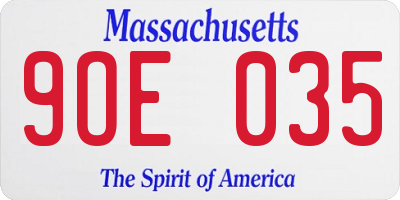 MA license plate 9OE035