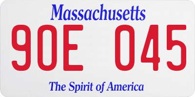 MA license plate 9OE045