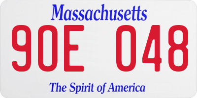 MA license plate 9OE048
