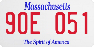 MA license plate 9OE051