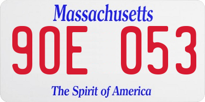 MA license plate 9OE053