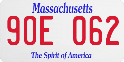 MA license plate 9OE062