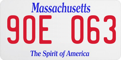 MA license plate 9OE063