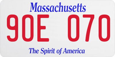 MA license plate 9OE070