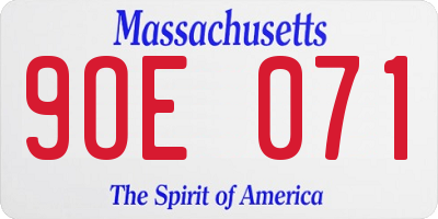 MA license plate 9OE071