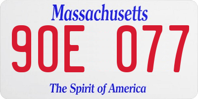 MA license plate 9OE077