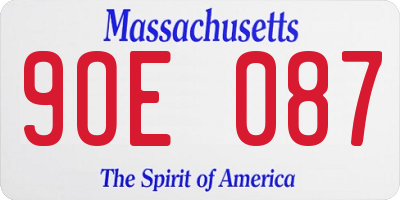 MA license plate 9OE087