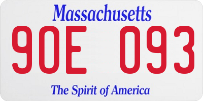 MA license plate 9OE093