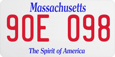 MA license plate 9OE098