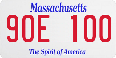 MA license plate 9OE100