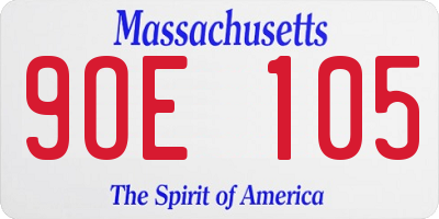 MA license plate 9OE105