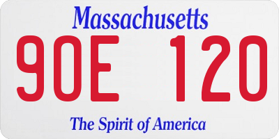 MA license plate 9OE120