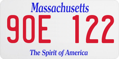 MA license plate 9OE122