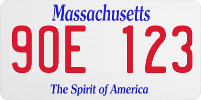 MA license plate 9OE123