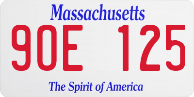MA license plate 9OE125