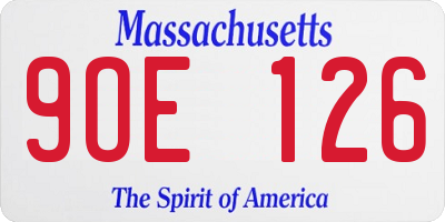 MA license plate 9OE126